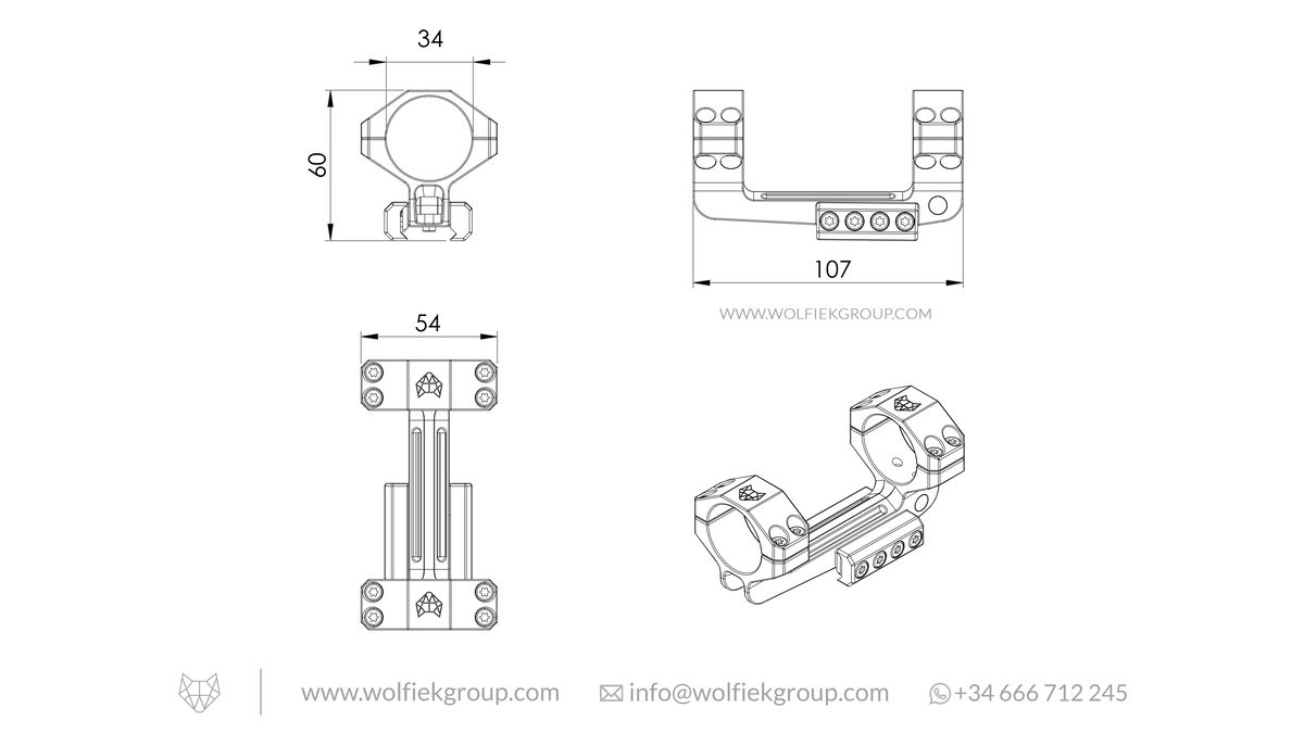 ONE-PIECE Scope Mounts 34mm diagrams